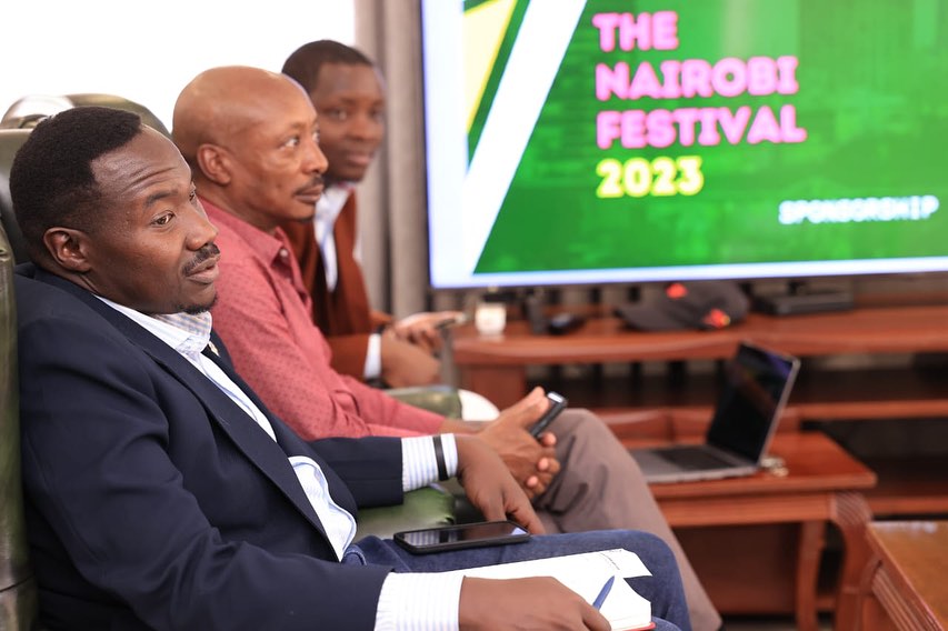 Willis Raburu in a meeting with City Council officials ahead of the planned Nairobi Festival. Photo/WillisRaburu/Instagram