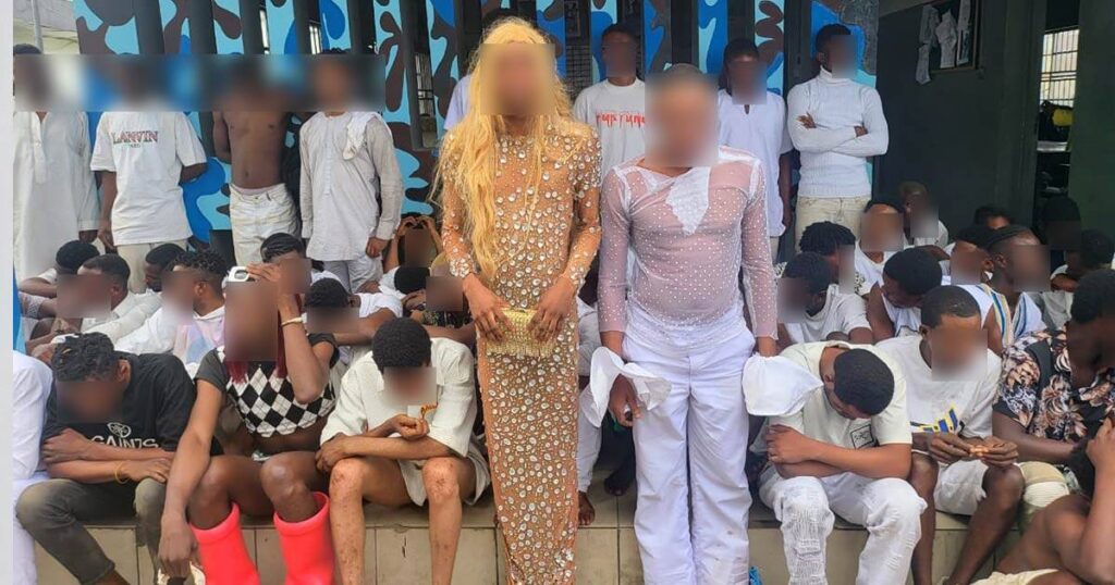 Police rounded up suspects who had allegedly attended and participated in a gay wedding in the southern side of Nigeria. Source Mamba online