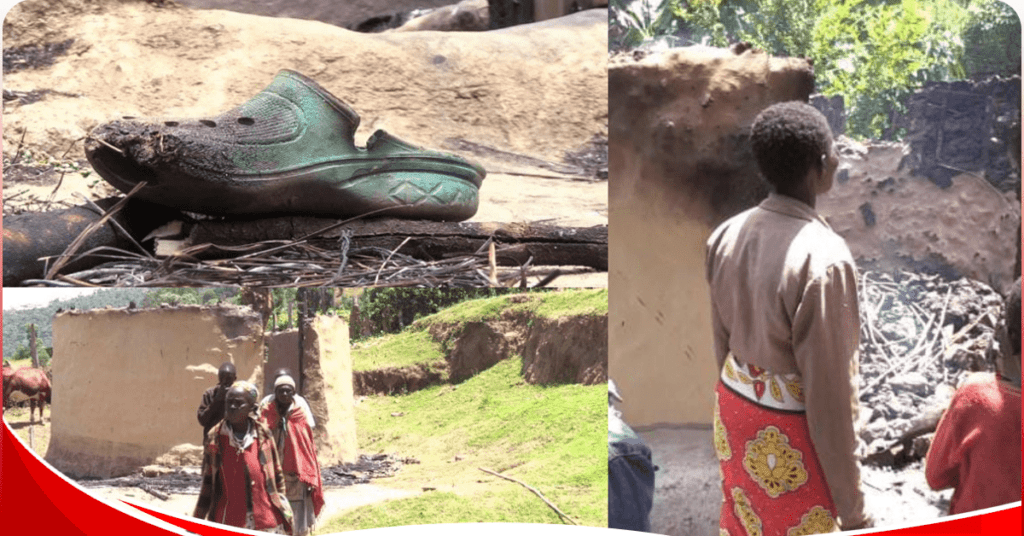 Residents of Tambalal village, West Pokot, count losses after their houses were burnt down by suspected arsonists on February 16, 2024. Photo: Andrew Jumah, TV47